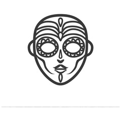 Obraz premium A simple lined tribal mask featuring symmetrical patterns and details