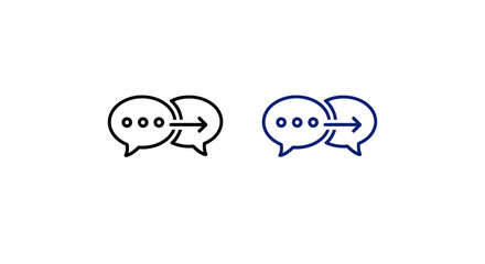 Obraz premium Chat Message and Transfer Icon Set with Speech Bubbles and Arrow for Communication Flow, Translation, and Instant Messaging - Vector Illustration