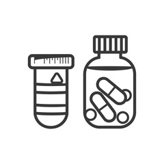 Fototapeta premium A black and white illustration of medication and its containers