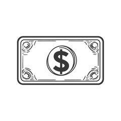 Fototapeta premium Simple monochrome illustration of a currency financial banknote symbol