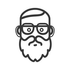 Obraz premium Simple line drawing of a man wearing eyeglasses and a beard