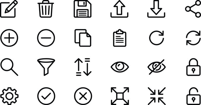 Essential User Interface Line Icon Set Modern App Navigation Outline Collection