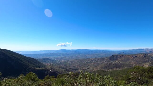 Panoramic view on hiking trail to Maroma peak, Sierra Tejeda, Spain 