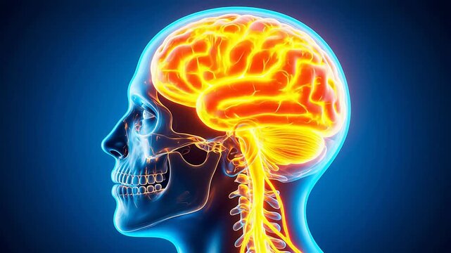Human brain and skull anatomy