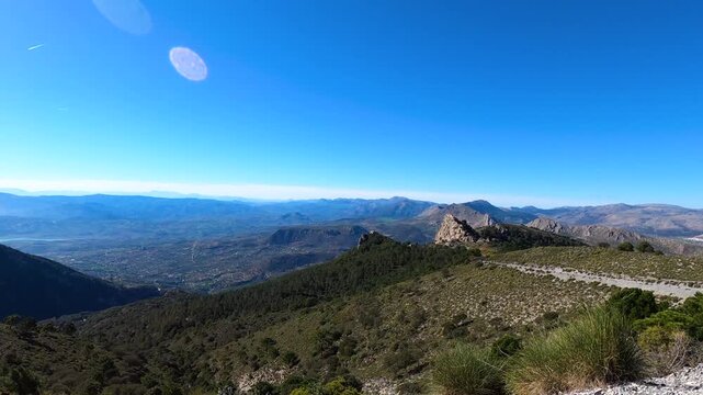 Panoramic view on hiking trail to Maroma peak, Sierra Tejeda, Spain 