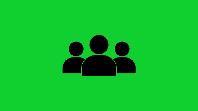 Group people man icon animated on green background