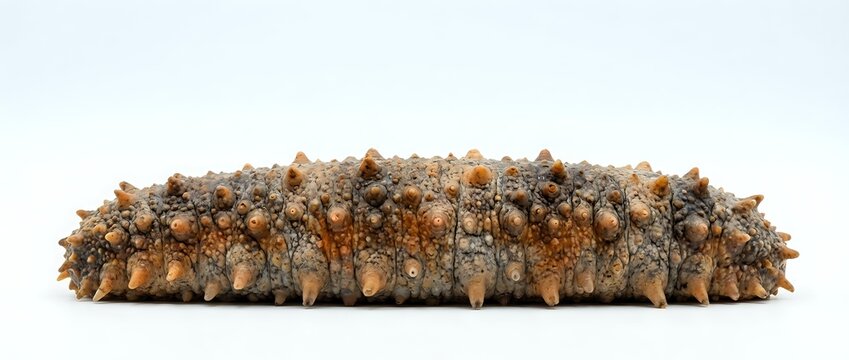 Sea cucumber marine animal isolated on white background for educational and scientific research purposes.