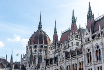 Obraz premium Hungarian Parliament Orszaghaz, seat of National Assembly of Hungary in Budapest