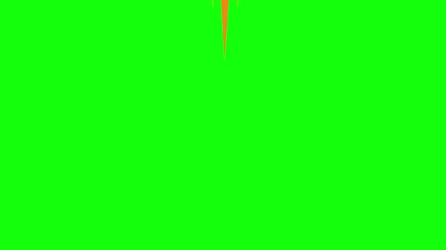 Military fighter jet flying and launching up with fire trail animation isolated on green screen 4k