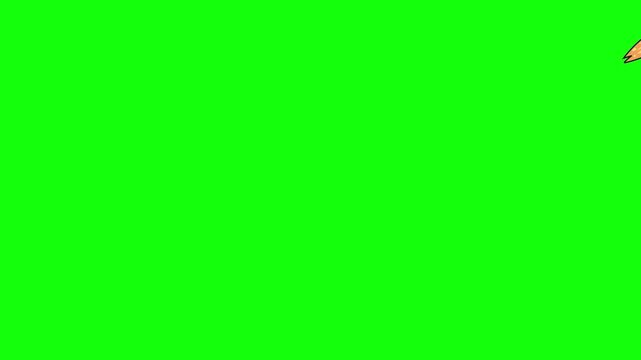 Military missile flying with fire trail animation isolated on green screen background 4k video asset