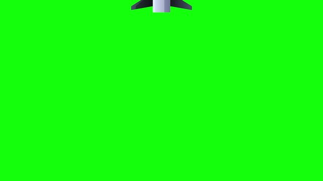 Space Rocket Launch 2D Animation Missile Flying Upward on Green Screen Chroma Key Background Animation