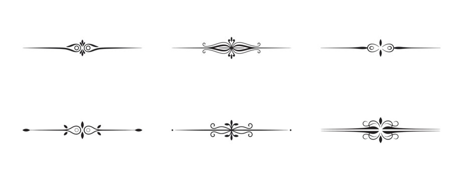 Decorative divide line set for elegant book layout and card ornament.