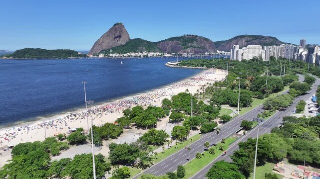 Rio De Janeiro Skyline In Rio De Janeiro In Brazil. Sugarloaf Mountain Scenery. Downtown City. Guanabara Bay Skyline. Rio De Janeiro Skyline In Rio De Janeiro In Brazil. Tourism Landmark. 