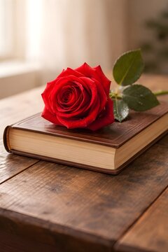 Rosa roja sobre libro, Sant Jordi.