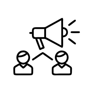 People communicating with a megaphone during a campaign