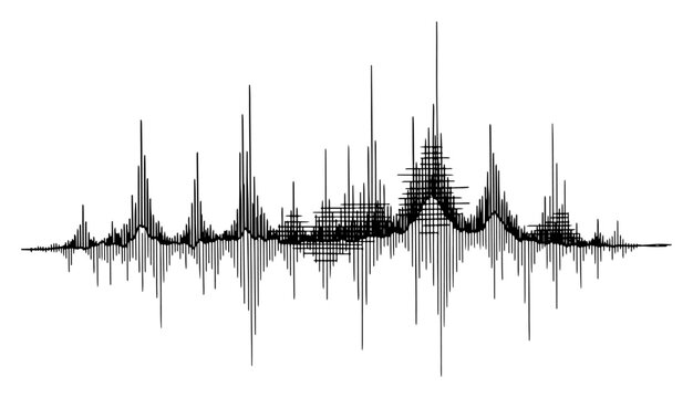 Abstract vector illustration of a complex sound wave frequency or audio signal spectrum