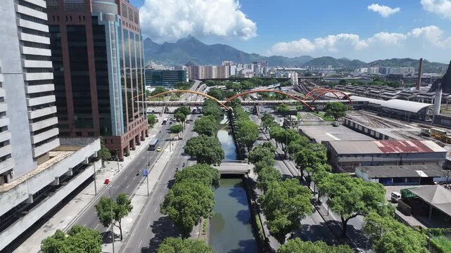 President Vargas Avenue In Rio De Janeiro In Brazil. Enterprise Buildings Scenery. Downtown District. Transportation Skyline. President Vargas Avenue In Rio De Janeiro In Brazil. Beautiful Cityscape. 