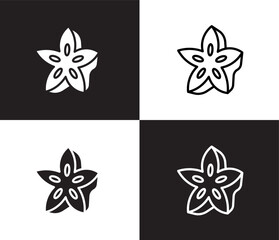 Fototapeta premium star fruit icon. Outline and filled star fruit icon from vegetables and fruits collection. Thin line and Solid vectors isolated on black, white background. Editable star fruit symbol