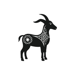 Fototapeta premium silhouette goat with ornamental Islamic design Eid ul Adha minimal vector style