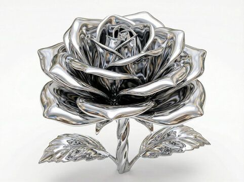 Silver chrome rose symbolizing elegance luxury and modern love