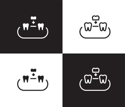 overdenture icon. Outline and filled overdenture icon from dental health collection. Editable overdenture symbol