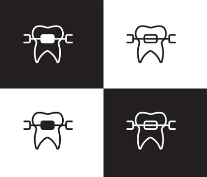 brackets icon. Outline and filled brackets icon from dental health collection. Editable brackets symbol