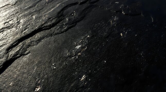 Dark wet asphalt road surface with water droplets and reflective texture for transportation and infrastructure backgrounds.