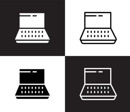 widescreen laptop icons. Thin line widescreen laptop, laptop icon from computer and tech collection. Thin line and Solid vectors isolated on black, white background. Editable widescreen laptop symbol