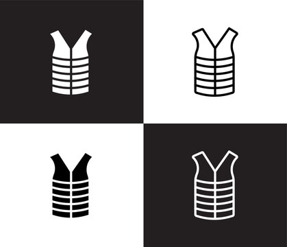 padded vest icon. Outline and filled padded vest icon from clothes and outfit collection. Thin line and Solid vectors isolated on black, white background. Editable padded vest symbol