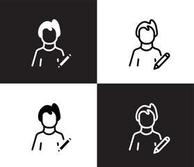 Fototapeta premium author sign icon. Outline and filled author sign icon from cinema and theater collection. Thin line and Solid vectors isolated on black, white background. Editable author sign symbol