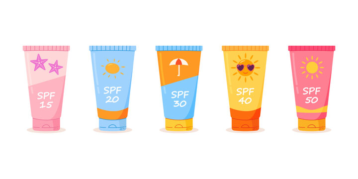 Sunscreen set with different SPF levels sun care skincare products