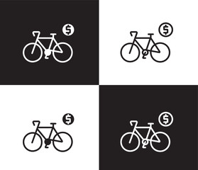 Fototapeta premium bicycle rental icon. Outline and filled bicycle rental icon from transportation collection. Thin line and Solid vectors isolated on black, white background. Editable bicycle rental symbol