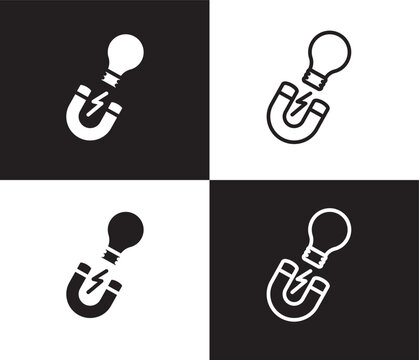 idea magnet icon. Outline and filled idea magnet icon from startup and strategy collection. Thin line and Solid vectors isolated on black, white background. Editable idea magnet symbol
