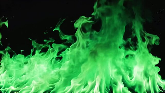 Green flames on black background