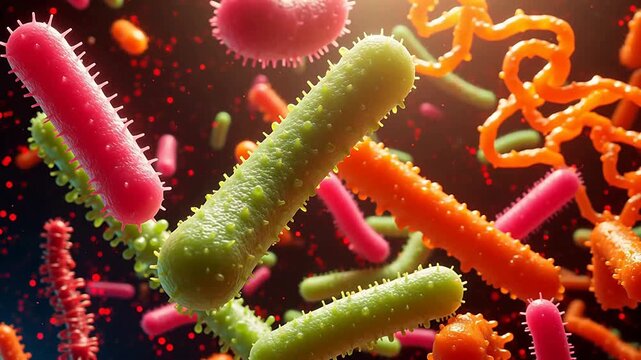 Colorful bacteria and microbes