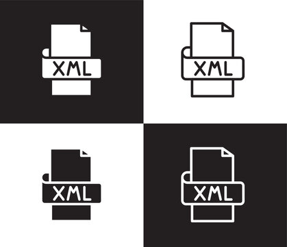 xml icon. Outline and filled xml icon from information technology collection. Thin line and Solid vectors isolated on black, white background. Editable xml symbol