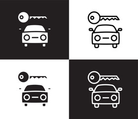 Obraz premium rent a car icon. Outline and filled rent a car icon from hotel and restaurant collection. Thin line and Solid vectors isolated on black, white background. Editable rent a car symbol