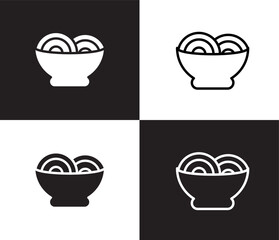 Fototapeta premium ramen icon. Outline and filled ramen icon from hotel and restaurant collection. Thin line and Solid vectors isolated on black, white background. Editable ramen symbol