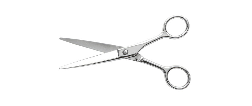Shiny Metal Barber Scissors Isolated White Background