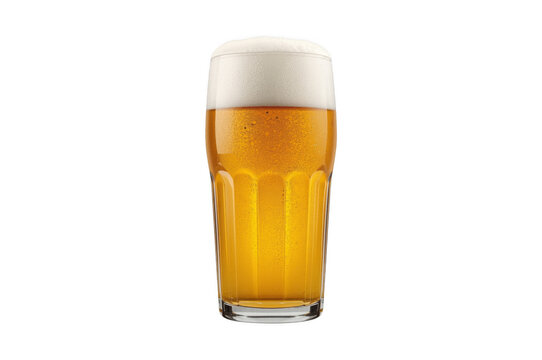 Beer glass pouring golden ale with foamy head