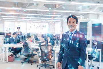 Fototapeta premium オフィスで堂々と立つ経営者の男性