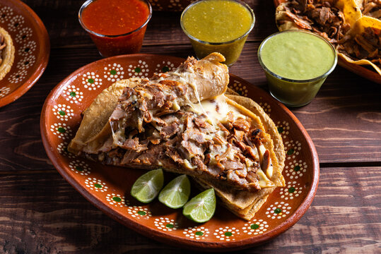 Authentic Delicious Gringa Al Pastor. Traditional Mexican Cuisine Presentation