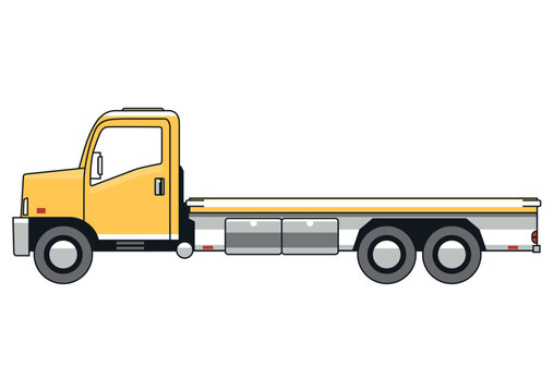 Medium truck in cartoon style. Side view. Vector.
