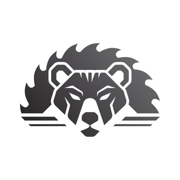 Agressive Razor Bear Logo: Edgy Bear Silhouette and Blade Emblem for Barber, Tactical, and Gym Brands
