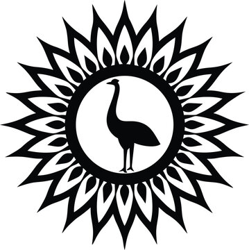 1234 moa tall feathered neck no wings line art vector illustration on transparent background