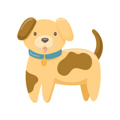 Obraz premium Cute cartoon dog isolated on white background. Adorable domestic pet character in flat style for kids design, stickers, pet shop branding and packaging