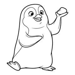 Cute cartoon penguin holding a pebble as a romantic gesture © Wuszu