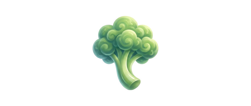 Stylized Green Broccoli Florette Icon Isolated