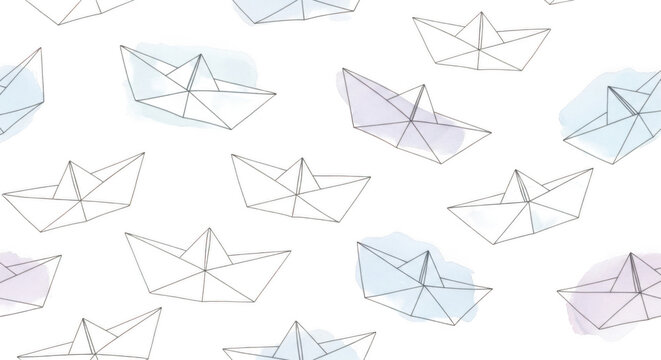 Paper boats pattern isolated on transparent background