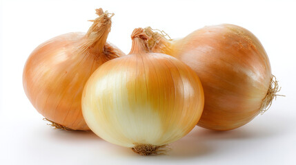 Fototapeta premium Fresh and delicious onions isolated on a white background, showcasing natural color and texture.